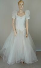 VINTAGE 80S WHITE LACE EMBELLISHED BEADED PRINCESS PRONUPTIA WEDDING DRESS 8 10