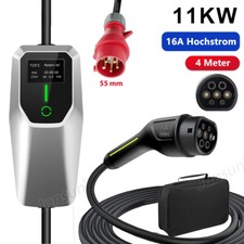 11KW 16A Type 2 Cable EV Portable Charger 3 Phase CEE PHEV For Electric Car 4M