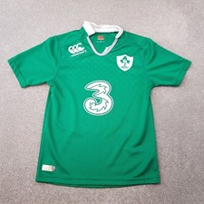 Ireland Rugby Shirt Small Green White 2014/15 Home Jersey IRFU Canterbury Fitted