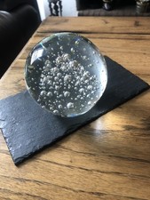 Clear Controlled Bubbles Paperweight Ball Large & Heavy Vintage Art Glass