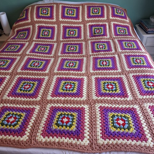 Crocheted granny square - crocheted,