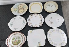 Job lot of 9 vintage China sandwich/cake plates shabby chic wedding tearoom