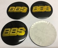4x Stickers Caps 65mm For BBS Wheel Cap Centre Emblem  Black / Gold