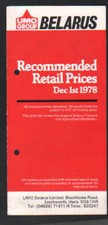 December 1978 Belarus Tractors Price List Brochure Leaflet