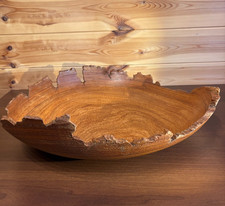Large Rustic Hand Carved Ovoid Sculptural Wooden Platter Bowl