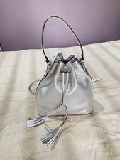 Boden Leather Shoulder/Handle Pouch Bag, Silver