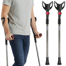 Elbow Crutches Adults Adjustable 93–123 cm Stainless Steel Ergonomic Grip Safety