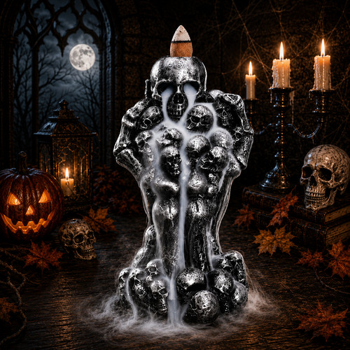 Halloween resin skull - resin, backflow