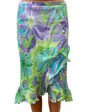 VERA MONT size EU 40 - M 100% SILK skirt asymmetrical multicoloured floral