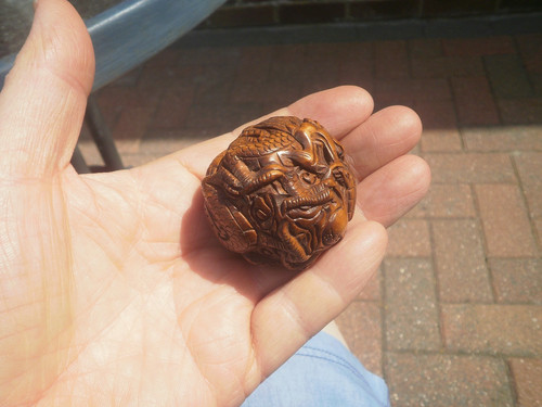 Hand carved wood dragon - carved,