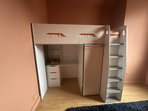 White high sleeper cabin bed - cabin,