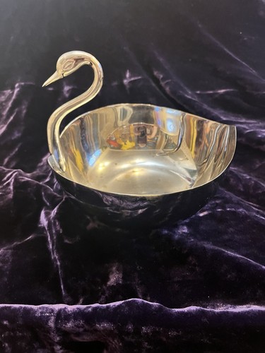 Silver metal swan - silver, trinket