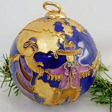 Franklin Mint Children of the World Cloisonné Globe Ornament Multi Figured (4c22