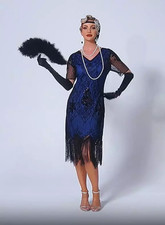 Ladies Gatsby Flapper 1920s Vintage Fringed Sequins Party Cocktail Dress 6-24 UK
