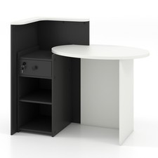 Reception Desk Front Counter Desk with Lockable Drawer and Adjustable Shelf