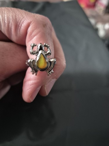 Frog mood ring silver tone - mood,