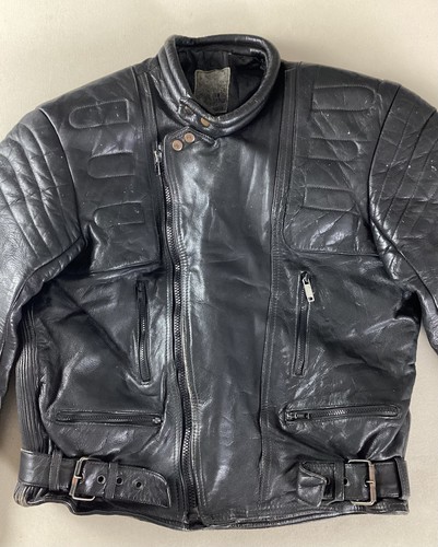 Vintage leather biker jacket - leather,