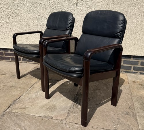 Pair danish leather - leather, chair