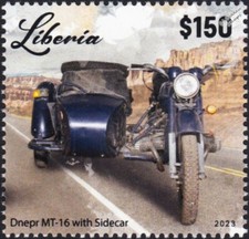 DNEPR MT-16 / MT16 with Sidecar Motorcycle Stamp (2023 Liberia)