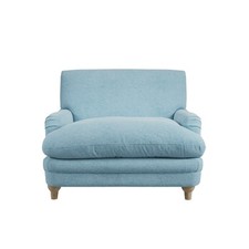 Plumpton Chair Duck Egg Blue Coloured Chenille fabric With Oak Wooden Legs