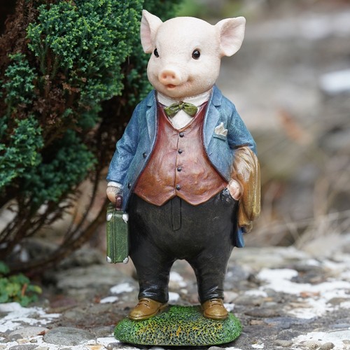 Gentleman pig resin sculpture - gentleman,