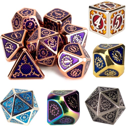 Metal dice set gears - metal, "gears"