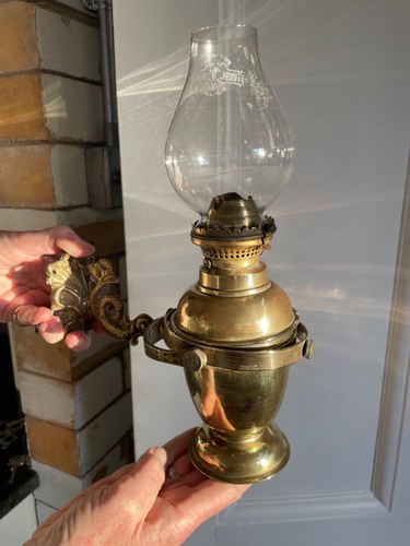 Antique ships lamp brass with - antique,