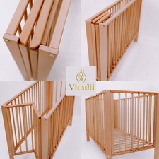 New Wooden Orrin Baby Natural Foldable Cot – optional Fibre Mattress 120x60x10cm