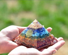 7 Chakra Pyramid Orgonite Positive Energy Spiritual Healing 80mm Gift