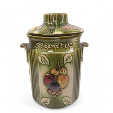 Vintage RUMTOPF Fruit Rum Jar With Lid Green Decorative 12" Serial #828-31