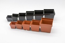50 Pcs Very Sturdy Square Plant Pots Low Shape, Various Sizes, Colours