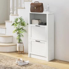 HOMCOM Slim Shoe Cabinet White