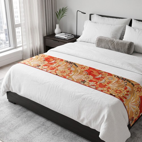 Vintage silk japanese obi bed - vintage,