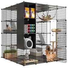 YITAHOME Large Cat Cage with Storage Cube, DIY Indoor Catio Enclosure Metal