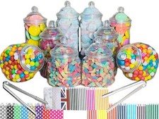 10 Plastic Sweet Jars 5 styles 2 tongs 50 100 bags for Truly Sweet Candy Buffet
