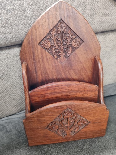 Carved wooden letter rack - wooden,