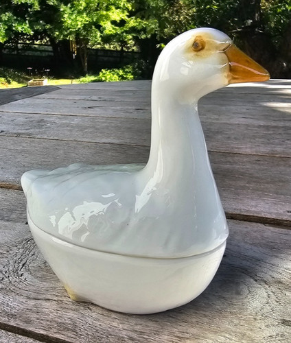 Ceramic vintage goose tureen - goose,