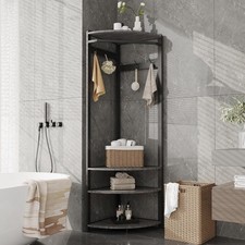 Corner Coat Rack Shoe Bench Entryway Corner Hall Tree w/6 Double Hook Cloth Rack