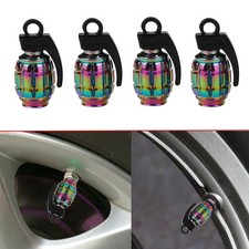 4PCS Car Tire Wheel Valve Stem Caps Metal Grenade Shaped Air Dust Covers Decor