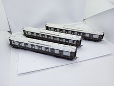 HORNBY 3 X DEVON BELLE PULLMAN COACHES WITH LIGHTS SIDES FADED PLEASE READ
