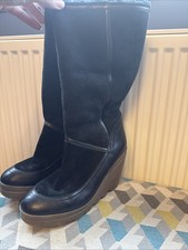 Ash Women's Boots UK 5 EU 38 Black 100% Suede Shearling Wedge