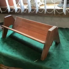 Mid Century Solid TeaK Book Shelf / Book Trough 42 X 20 X 15 Cm