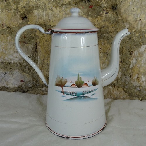 Antique french enamel - antique, coffee
