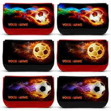 FOOTBALL FLAMES Personalised Name Pencil Case School Stationary Kids Boys Gift