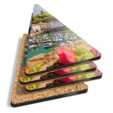 Triangle MDF Coaster Tenby Harbour Pembrokeshire Wales #52248