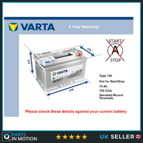 Car battery e38 varta 100 - varta, 750a