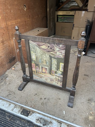 Edwardian fire screen - fire, carved