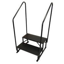 Freestanding Caravan Double Step 2 Tread with 2 Handrails (Non Slip Bolt Down)