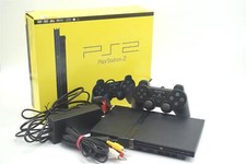 Sony PlayStation 2 PS2 Slim Retail Box Charcoal Black Console Controller UK PAL