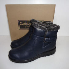 Cushion Walk Ladies Womens Faux Fur Trim Ankle Boots Wedge Zip Shoes UK Size 4-8